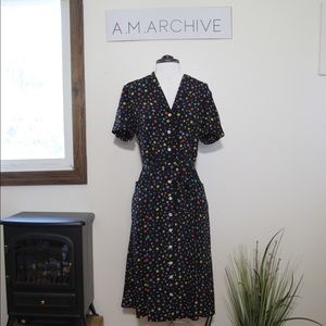 HVN MARIA RAINBOW STARS SLIK SHIRT DRESS W POCKETS